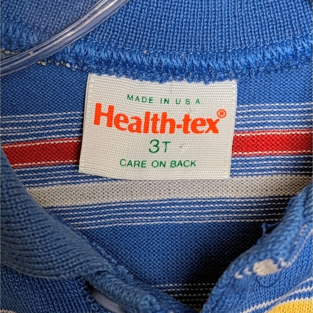 Vintage Healthtex 80s Colorful Striped Polo Shirt Unisex Toddler Size 3T - Picture 3 of 6